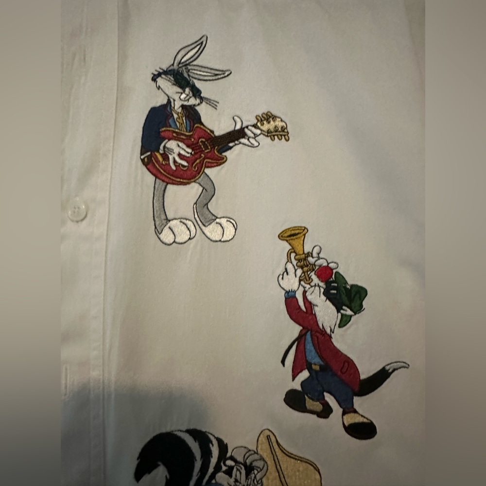 White Cotton Acme University Shirt Medium Embroidered - Picture 9 of 11